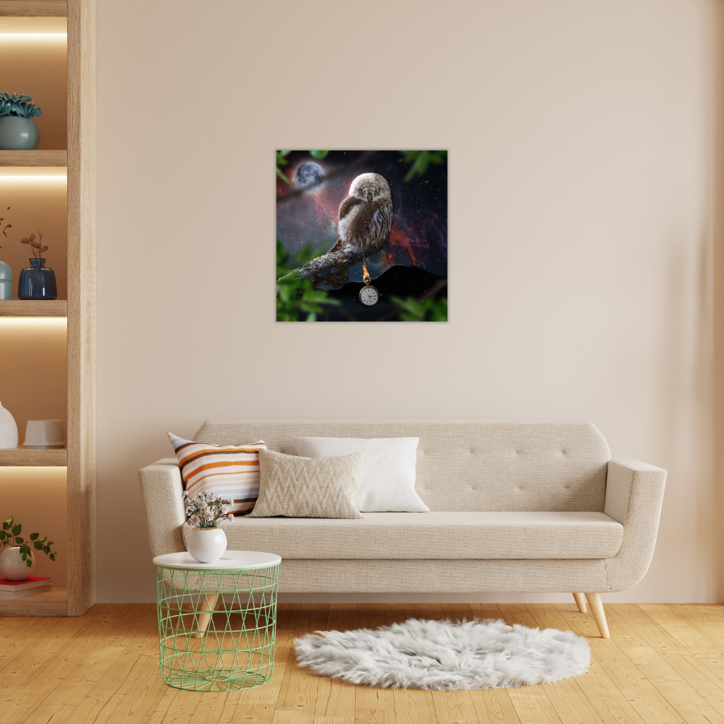 Mystische Eule als Zeitnehmer – Wanddekoration in himmlischer Nacht - Image 3