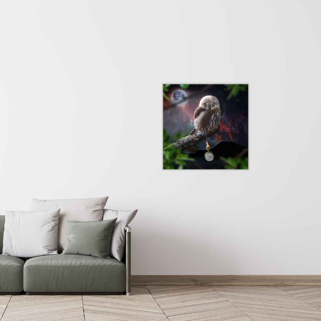 Mystische Eule als Zeitnehmer – Wanddekoration in himmlischer Nacht - Image 4