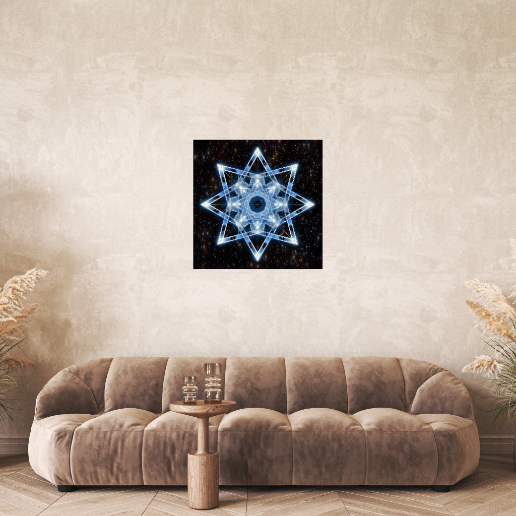 Hoffnungstern Heilige Geometrie Metallwandbild – Merkaba-inspiriertes Sternendekor - Image 2