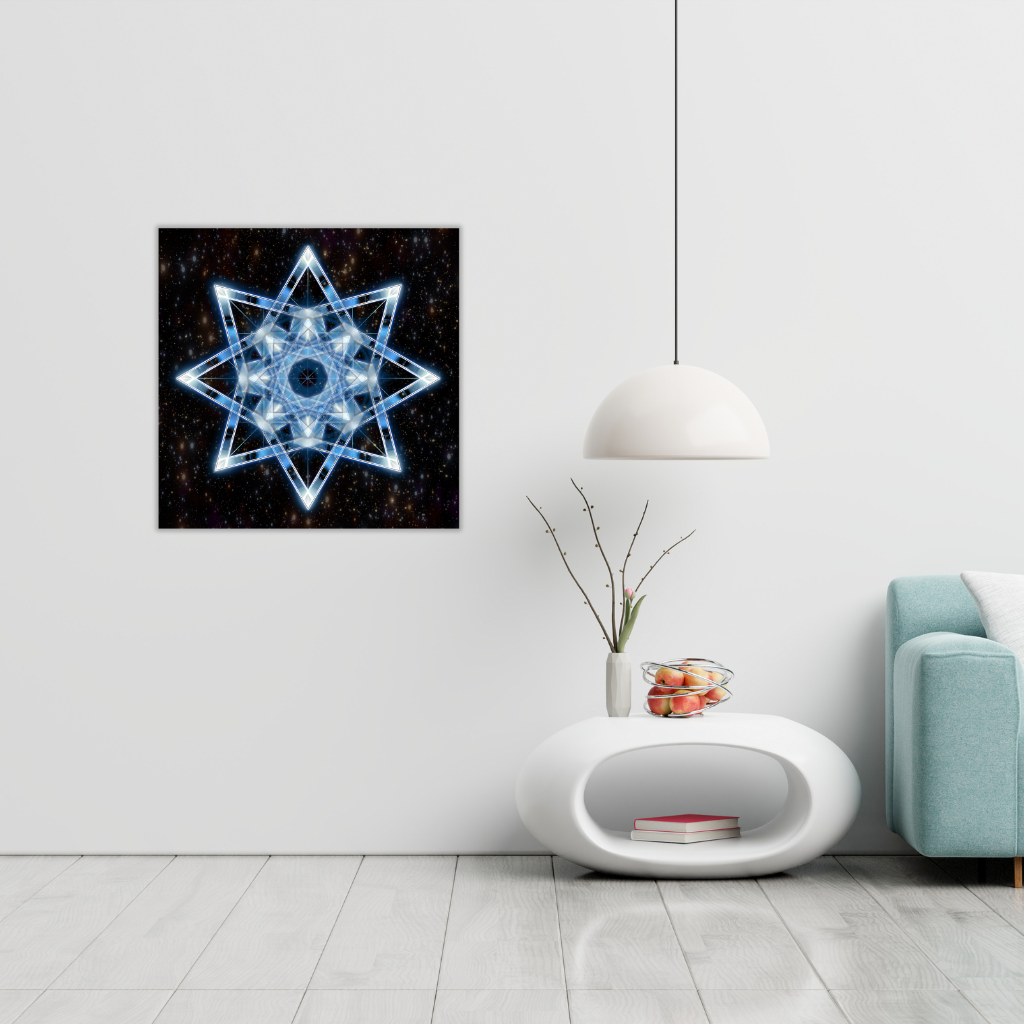 Hoffnungstern Heilige Geometrie Metallwandbild – Merkaba-inspiriertes Sternendekor - Image 3