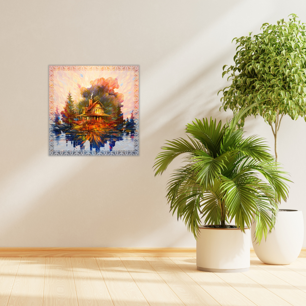 Metallwandbild „Home of a Lightworker“ – Herbstliche Hausmalerei - Image 3