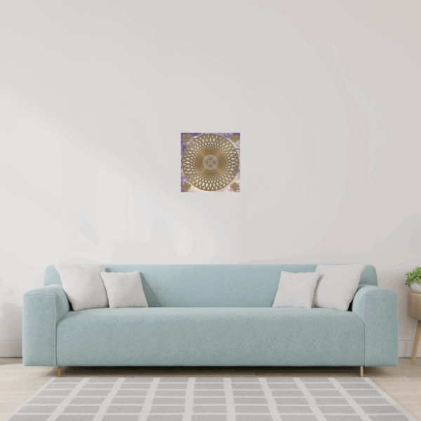 Metallwandbild „Goldenes Radsymbol“ – Heilige Geometrie - Image 4