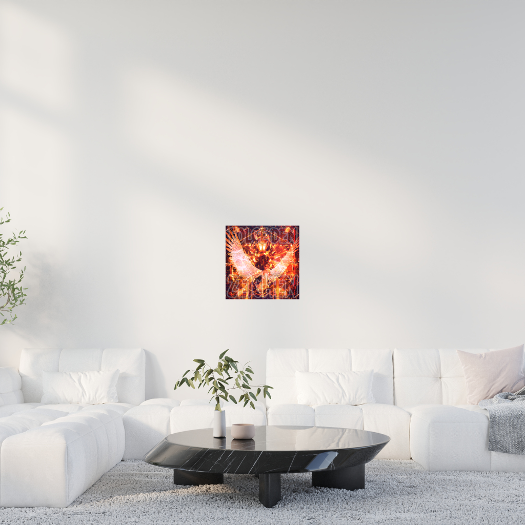 „Engelszeichen Goldfeuer“ – Himmlisches Strahlen – Metallwandbild – Feuriges spirituelles Dekor - Image 4