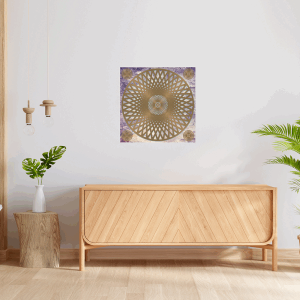 Metallwandbild „Goldenes Radsymbol“ – Heilige Geometrie - Image 3