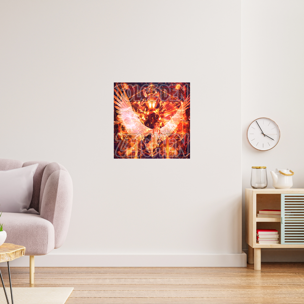 „Engelszeichen Goldfeuer“ – Himmlisches Strahlen – Metallwandbild – Feuriges spirituelles Dekor - Image 3