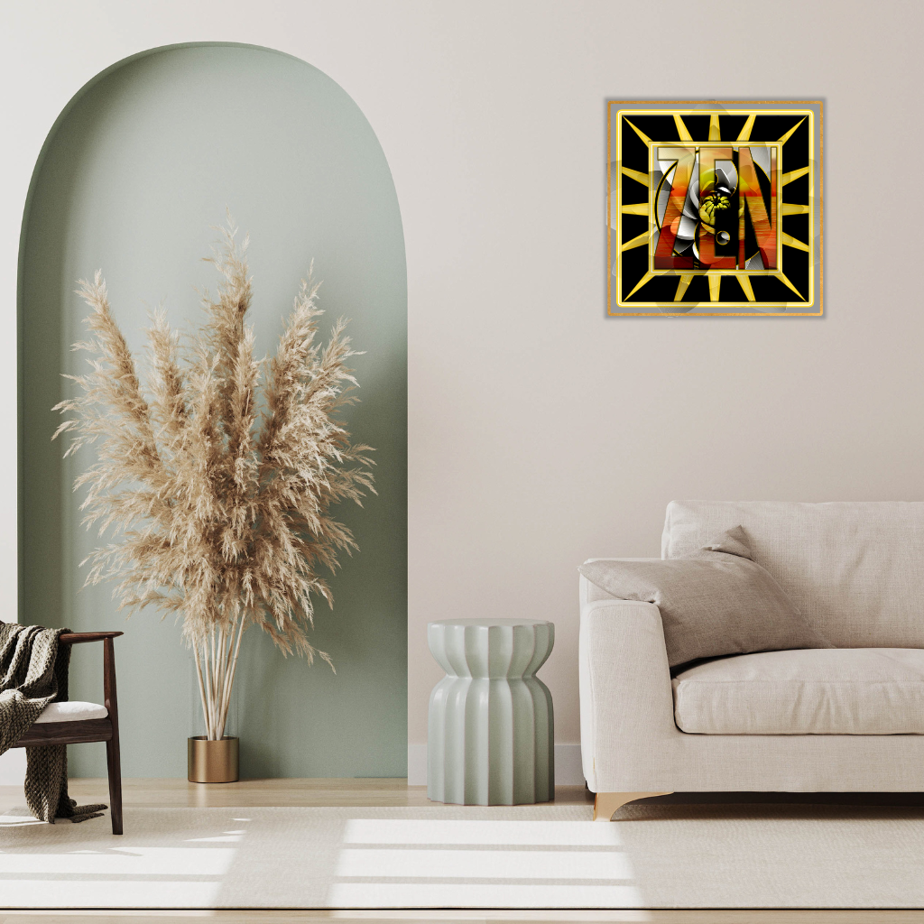 Zen Yin Yang Lotus Metallwandbild – Modernes spirituelles Harmonie-Dekor - Image 3