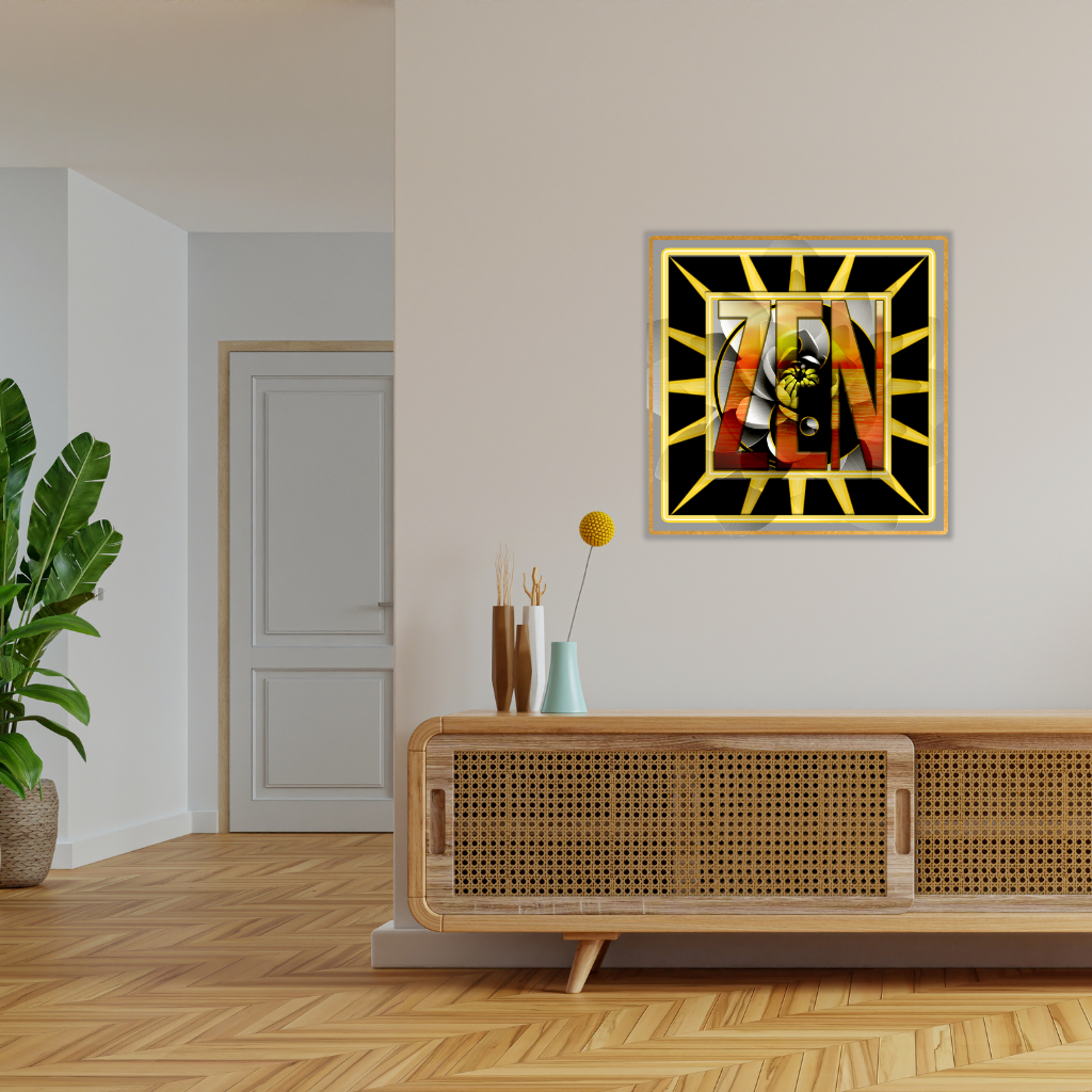 Zen Yin Yang Lotus Metallwandbild – Modernes spirituelles Harmonie-Dekor - Image 4