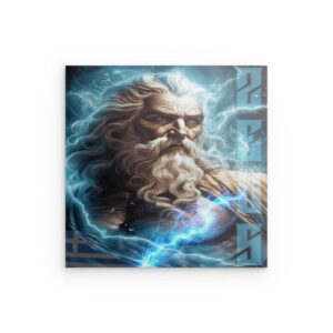 Zeus, griechischer Göttervater, Metallwandbild – Elektrisches Blitz-Design