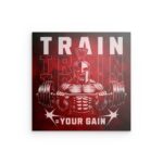 Spartan „TRAIN = YOUR GAIN“ Bodybuilding-Wandbild aus Metall – Warrior Fitness Design