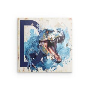 Brüllender Dinosaurier „D“ – Metallwandbild – Prähistorisches Kraftdesign