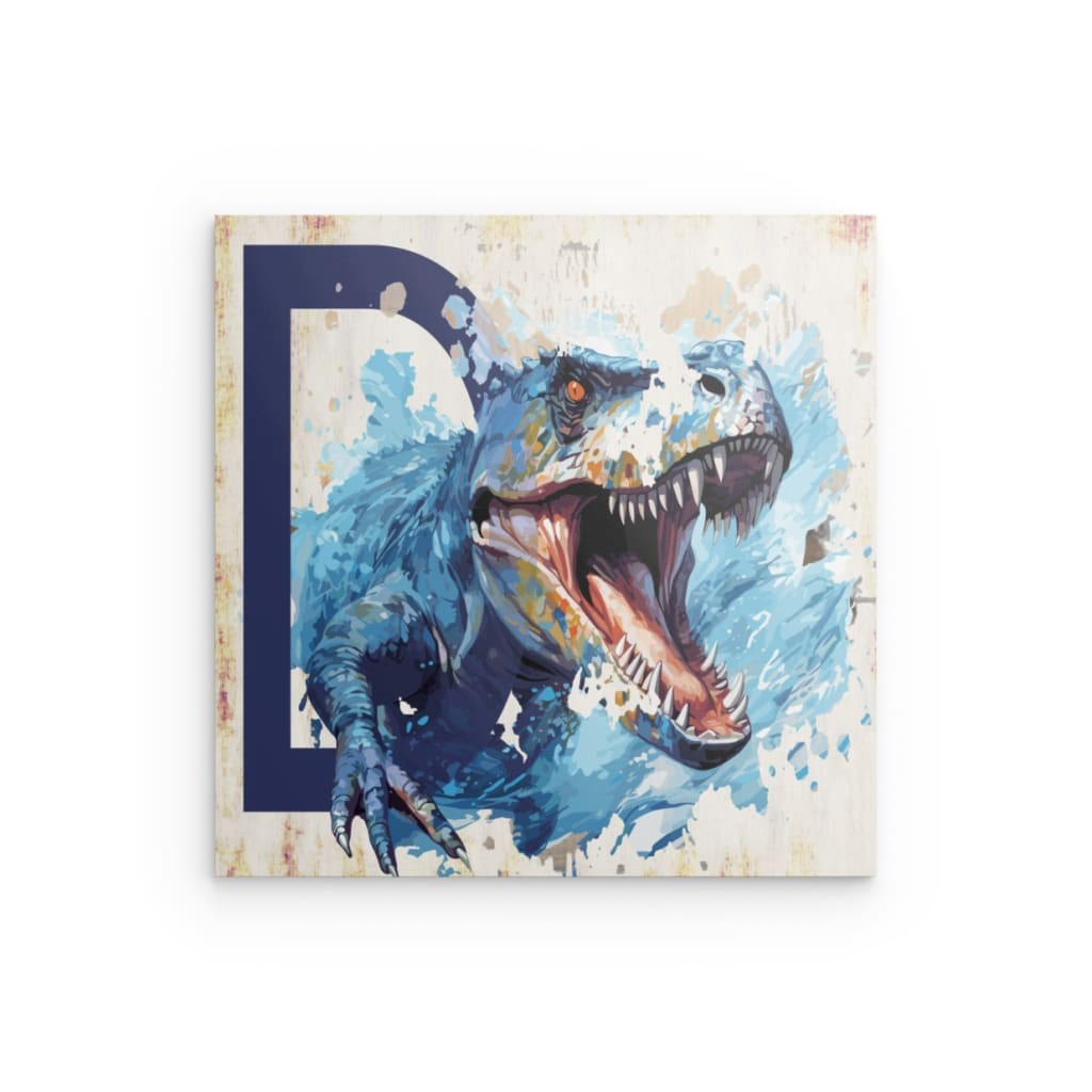 Brüllender Dinosaurier „D“ – Metallwandbild – Prähistorisches Kraftdesign