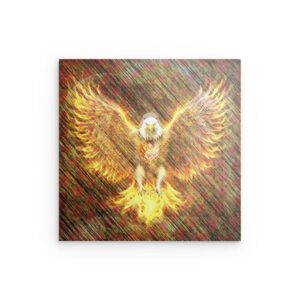 Metallwandbild „Feurige Adlerflügel ausgebreitet“ – Majestätisches Greifvogel-Design