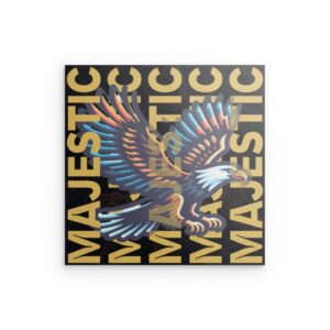 „MAJESTIC“ Metallwandbild „Fliegender Adler“ – Kräftiges und farbenfrohes Design
