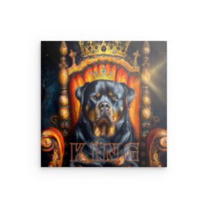 „KING“ Königlicher Rottweiler-Thron – Metallwandbild – Majestätisches Hundeporträt