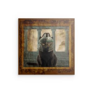 Spartacat Gladiator Feline Metallwandbild – Antikes Kriegerkatzen-Design