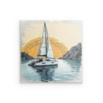 „FREEDOM“ Katamaran-Wandbild aus Metall – Maritimer Sonnenuntergang