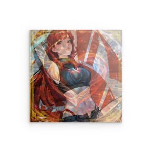 Anime Girl Neon Heart Metallwandkunst – Lebendiges abstraktes digitales Design