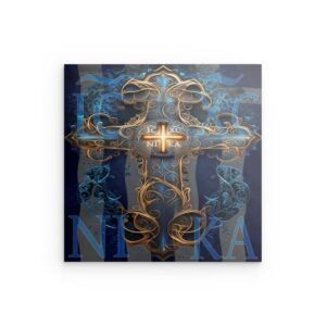 Griechisches Kloster Porto Lagos Metallwandbild – Agios Nikolaos Quadratisches Muster