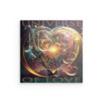 Metallwandbild „True Love“ im Anime-Stil – Romantische Umarmung bei Sonnenuntergang