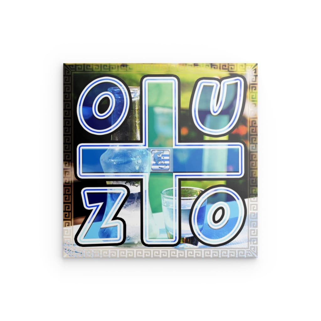 „OUZO“ Griechische Spirituose – Metallwandkunst – Kultiges Getränke- und Flaggendesign