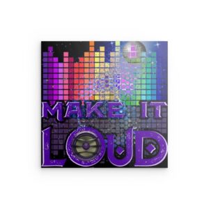 „MAKE IT LOUD“ Metallwandbild im Disco-Look – Dekoration für Party- und Musikbegeisterte
