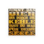 „BIER FÜR DEINE SEELE“ Metallwandbild mit Bierzitat – Goldenes Schaumdesign