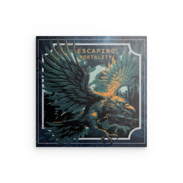 „ESCAPING MORTALITY“ Gothic Rabe Metallwandbild – Dark Fantasy & Freedom Design