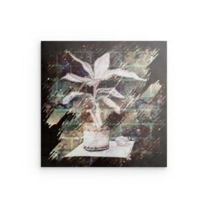 Abstrakte Metallwandkunst „Ätherische Topfpflanze“ – Mystisches Naturdesign