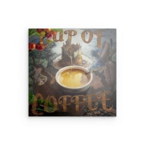 „CUP OF COFFEE“ Golden Brew Fantasy Metallwandbild – Verwöhnendes Kaffeedekor