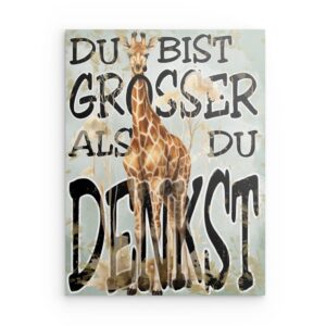 „Du Bist Grösser Und Stärker Als Du Denkst“ T-Rex Deutsches Metallwandbild – Stärke & Selbstvertrauen