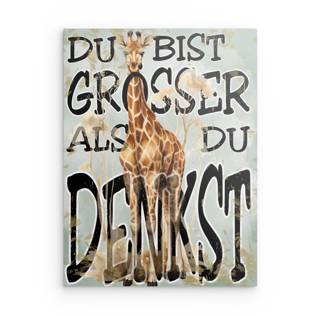 „Du Bist Grösser Und Stärker Als Du Denkst“ T-Rex Deutsches Metallwandbild – Stärke & Selbstvertrauen