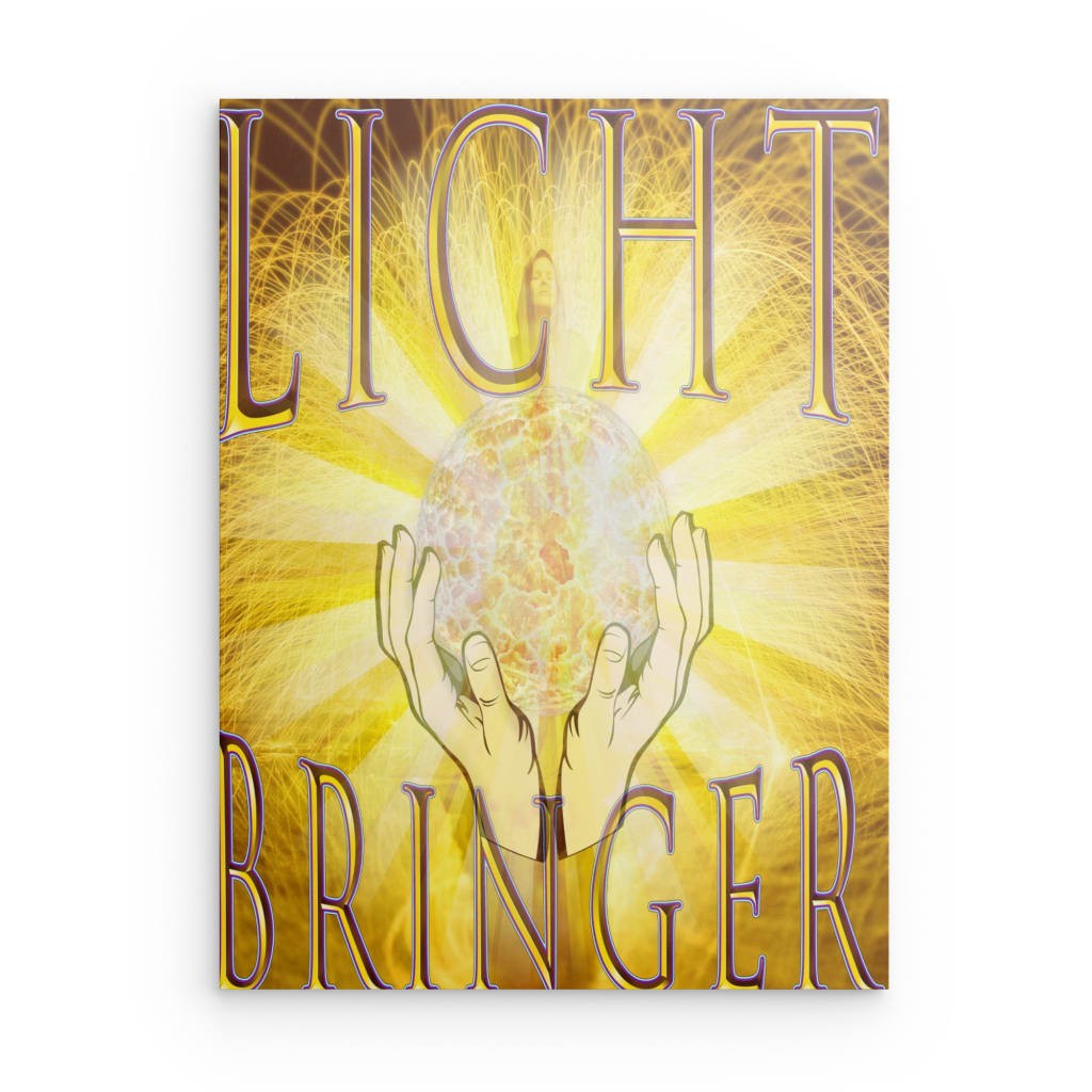 „Lichtbringer“ Spirituelle Metallwandkunst – Leuchtendes abstraktes Dekor – Quadratisch (40–80 cm)