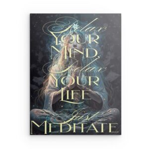 „Entspanne deinen Geist, entspanne dein Leben, meditiere einfach“ Metallwandbild – Beruhigendes Zen-Dekor – Quadratisch (40–80 cm)