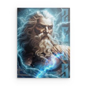 Zeus „Godfather“ Griechenland Metallwandbild – Blitzdruck aus der antiken Mythologie