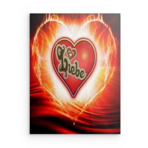 „Brennendes Herz Liebe“ Metallwandbild – Leidenschaftliches und ausdrucksstarkes Dekor – Quadratisch (40–80 cm)