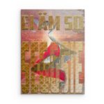 „BEE MY VALENTINE“ Metallwandbild mit Wabenherz – Verspieltes und süßes Dekor – Quadratisch (40–80 cm)