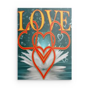 „LOVE 4 Heart Lotus“ Metallwandbild „Verflochtene Liebe“ – Spirituelles & romantisches Dekor – Quadratisch (40–80 cm)