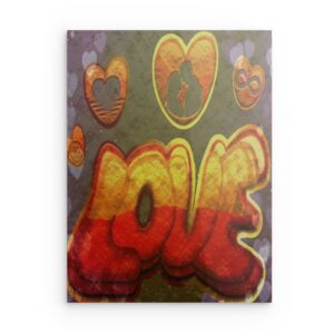„LOVE Is The Only SOLUTION“ Herz & Pfeil Metallwandbild – Inspirierendes Dekor – Quadratisch (40–80 cm)