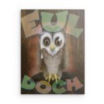 „EUL DOCH“ Verspielte Eule – Wanddekoration aus Metall – Wald & Fantasie – Quadratisch (40–80 cm)