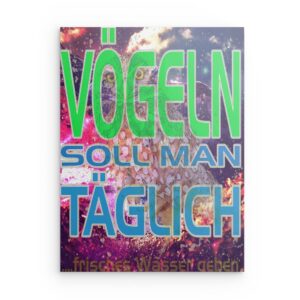 „VÖGELN SOLL MAN TÄGLICH frisches Wasser geben“ – Kolibri-Metallwandbild – Natur & inspirierende Dekoration – Vertikal (60–120 cm)
