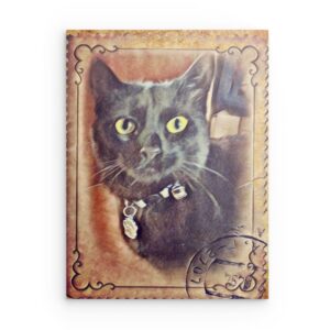 „Minya 03“ Metallwandbild „Stilisiertes Katzenporträt“ – Vintage & Haustierdeko – Quadratisch (40–80 cm)