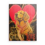 „GOLDEN LOVE Retriever“ – Herzliches Hunde-Wandbild aus Metall – Haustier- und Zuneigungsdeko – Quadratisch (40–80 cm)