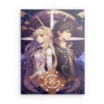 „Fantasy Prince & Princess" KI-Anime-Metallwandbild – Kosmischer Kompass