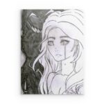 „Weinende Frau & Schatten“ – Sketch Art Metallwandbild – Emotionaler Anime-Stil