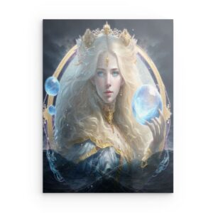 „Meeresprinzessin“ Fantasy-Porträt Metallwandbild – Magische Ozeankönigin