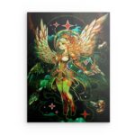 : „Enchanted Fairy Princess“ Anime Fantasy Metallwandbild – Goldenes Engelsdesign