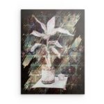 „Abstrakte Topfpflanze“ – Strukturiertes Metall-Wandbild – Modernes botanisches Design