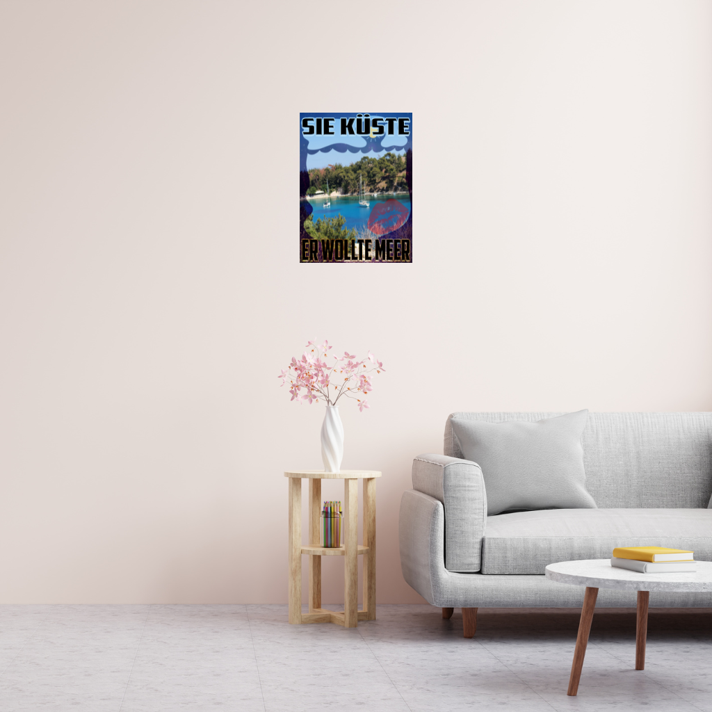 : „SIE KÜSTE ER WOLLTE MEER“ Metallwandbild mit deutschem Zitat – Küstenlandschaft - Image 2